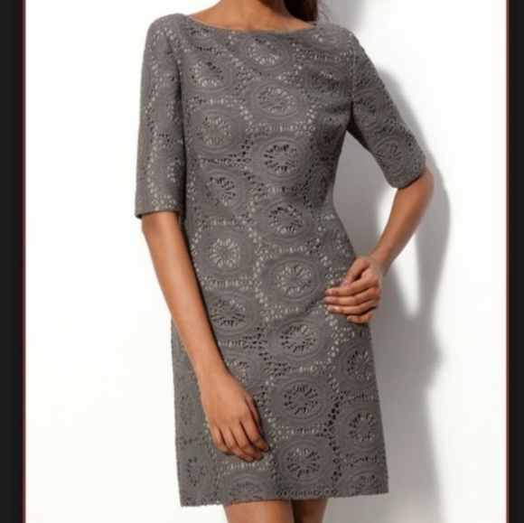 Adrianna Papell Crochet Lace Shift Dress Sand Beige Size‎ 16 New - Picture 10 of 11